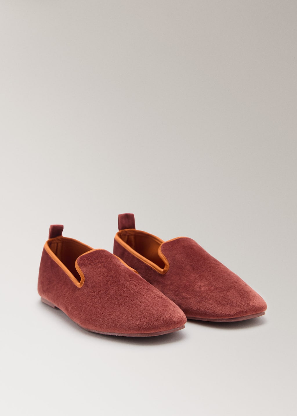 Mango Velour Slippers With Piping Brown In Brown