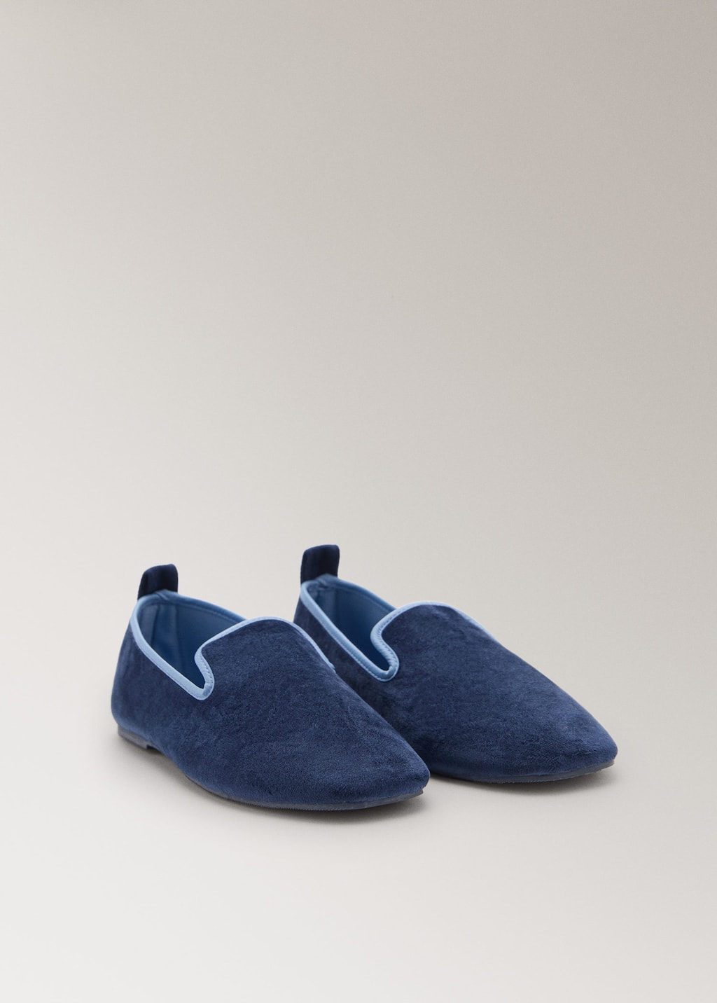 Mango Velour Loafer In Blue