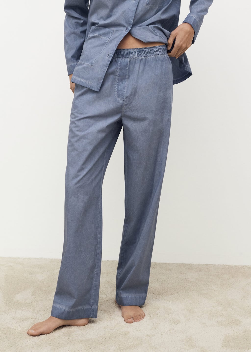 Garment-dyed cotton long pants