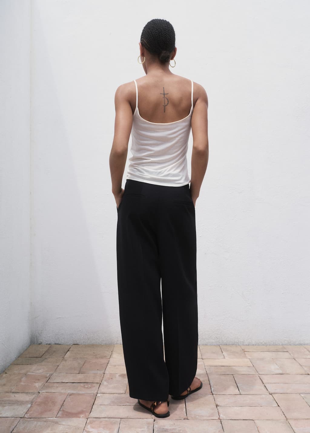 Pleated wide leg trousers