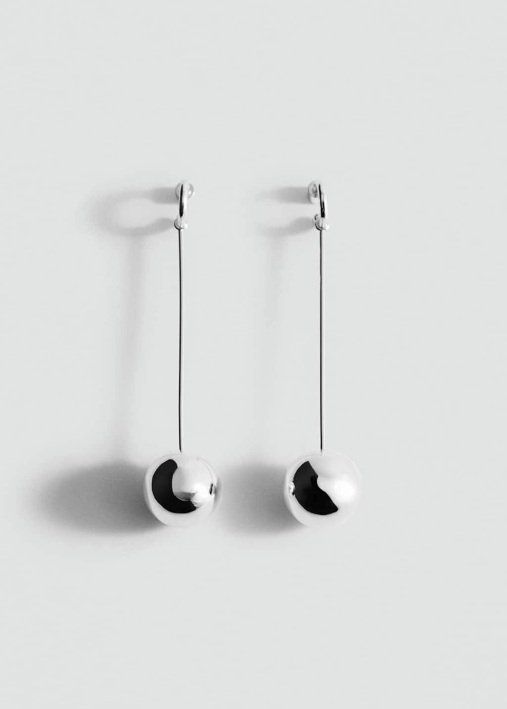 Mango Boucles D'oreilles Longues Sphère Argent - Femme - Taille Unique - In Silver