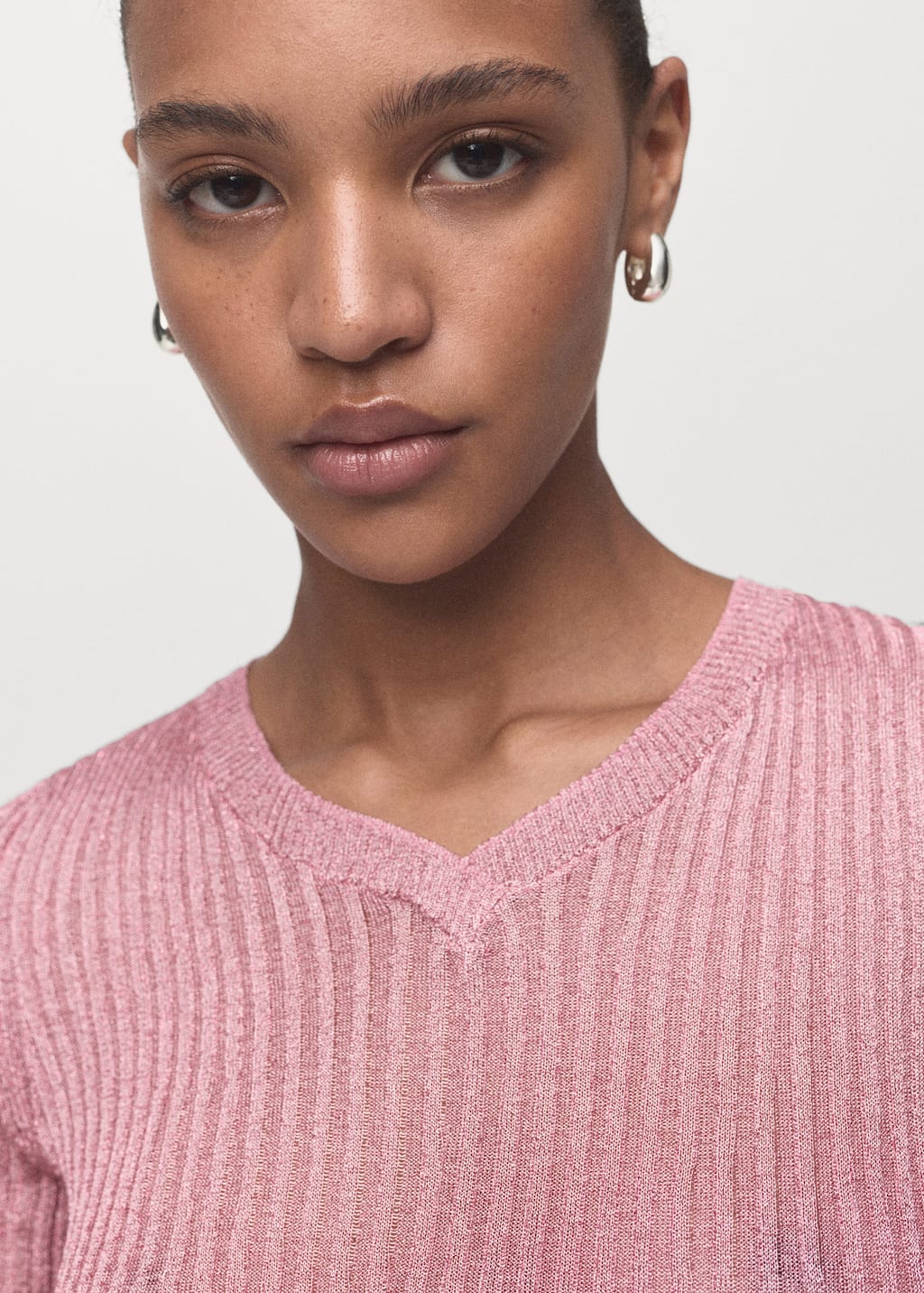 Short-sleeved lurex sweater