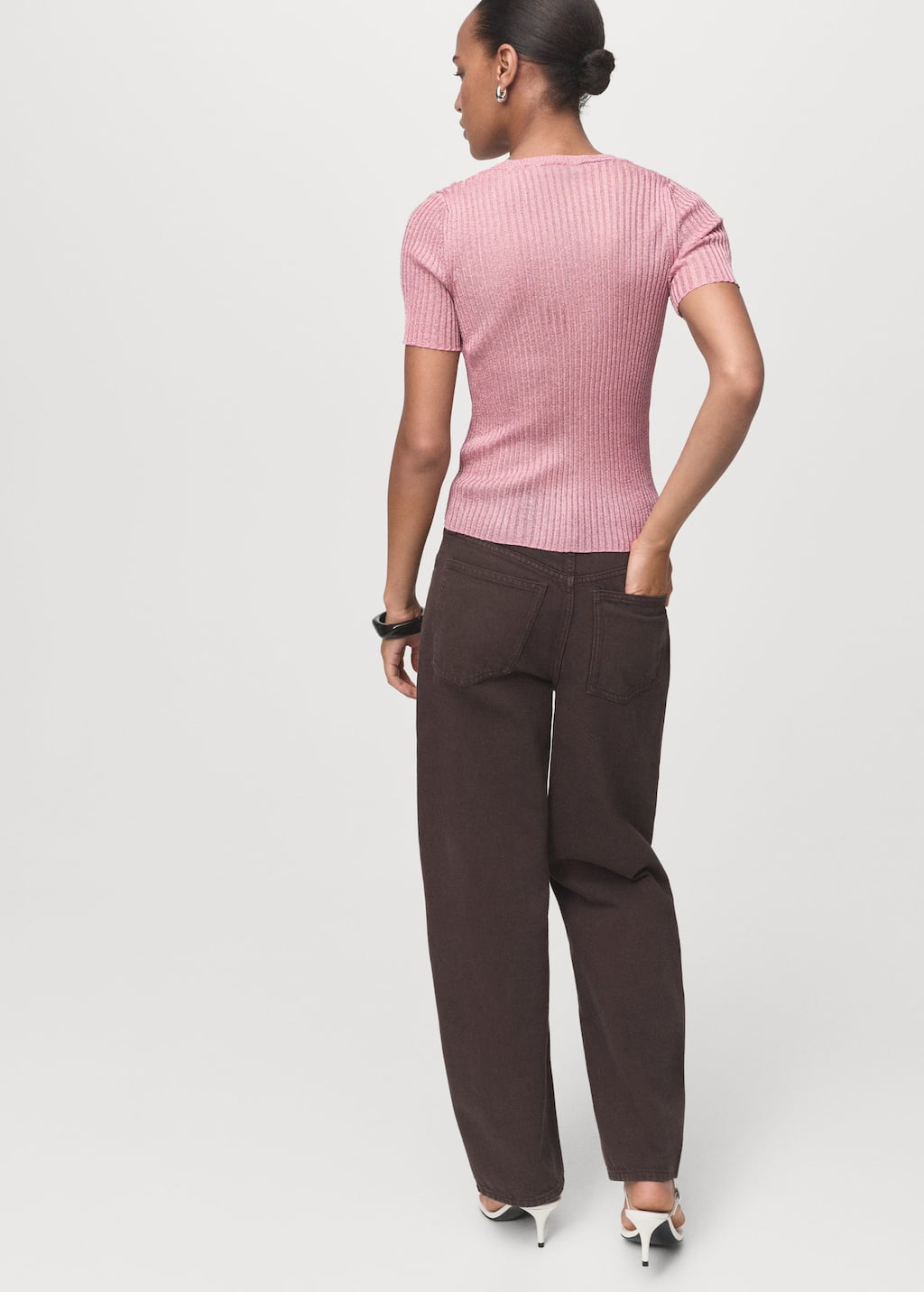 Short-sleeved lurex sweater