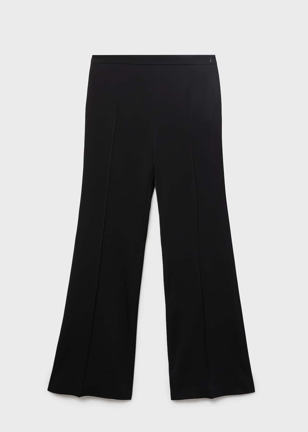Mango Long Flared Trousers In Black