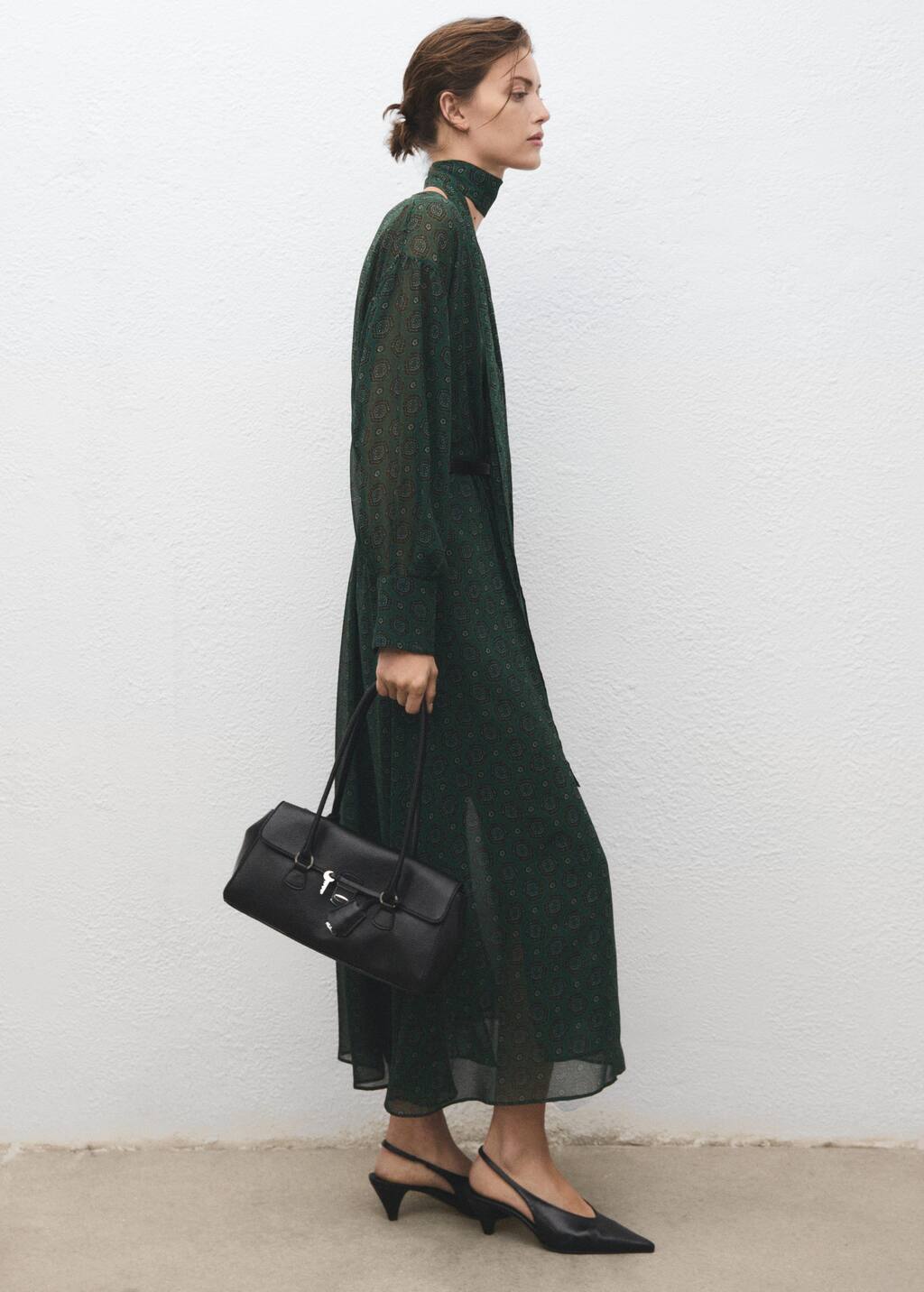 Printed dress with foulard