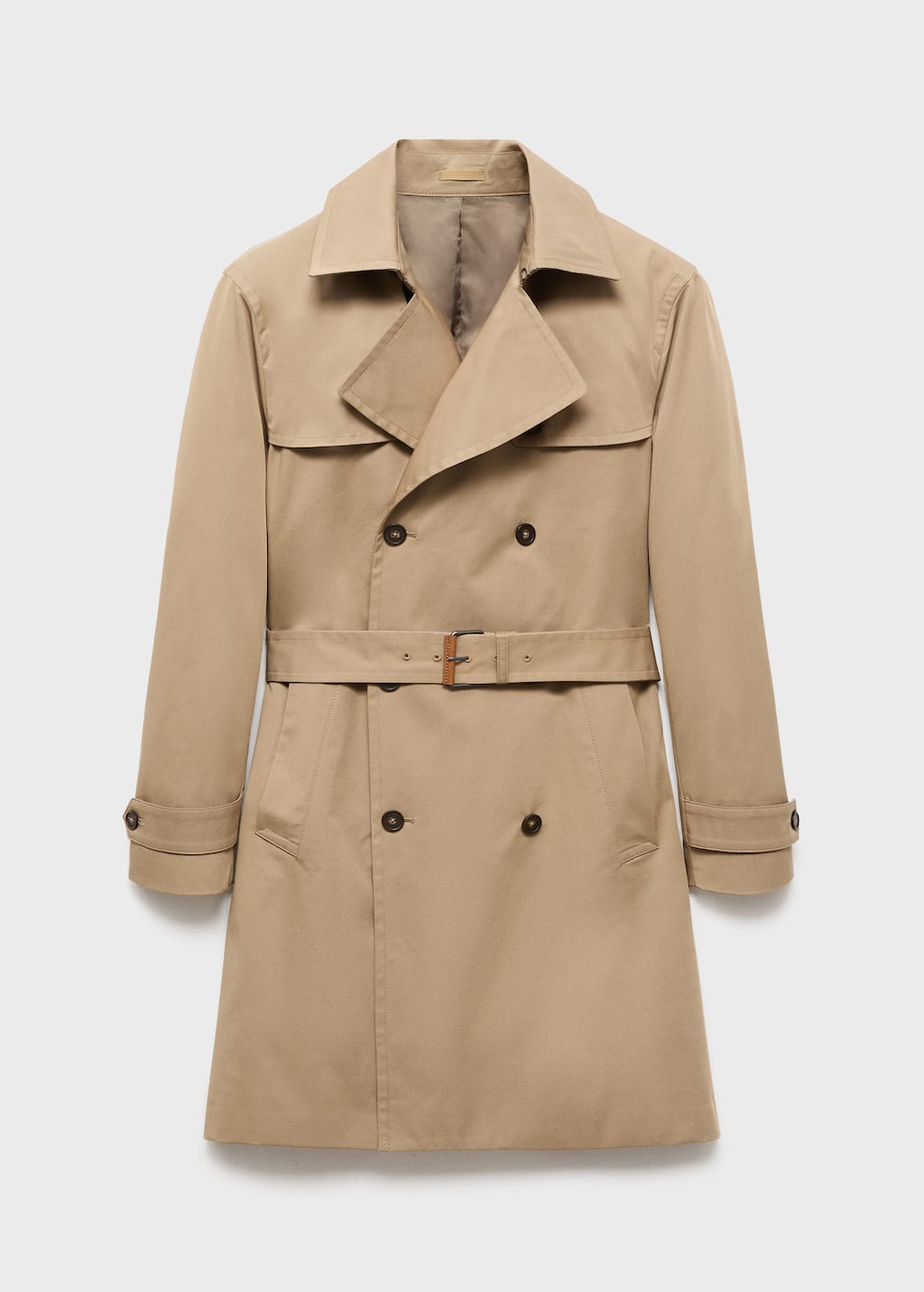 Mango Man Water-repellent Belted Trench Coat In Sand