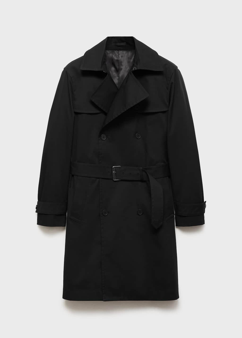 Mango Man Water-repellent Belted Trench Coat Black