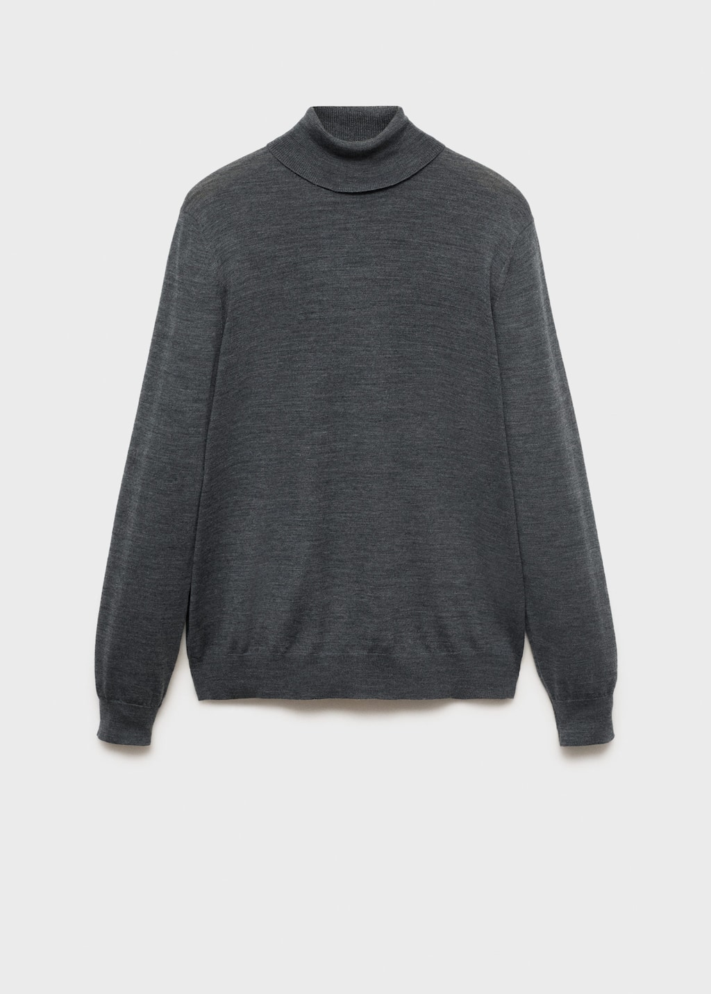 Mango Man 100% Wool Turtleneck Sweater Medium Heather Grey