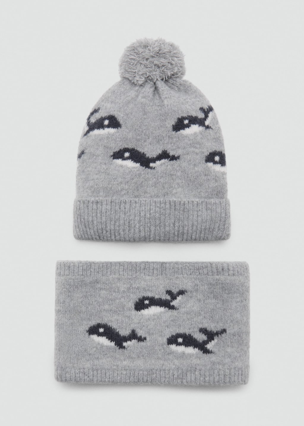 Knitted scarf with whale
