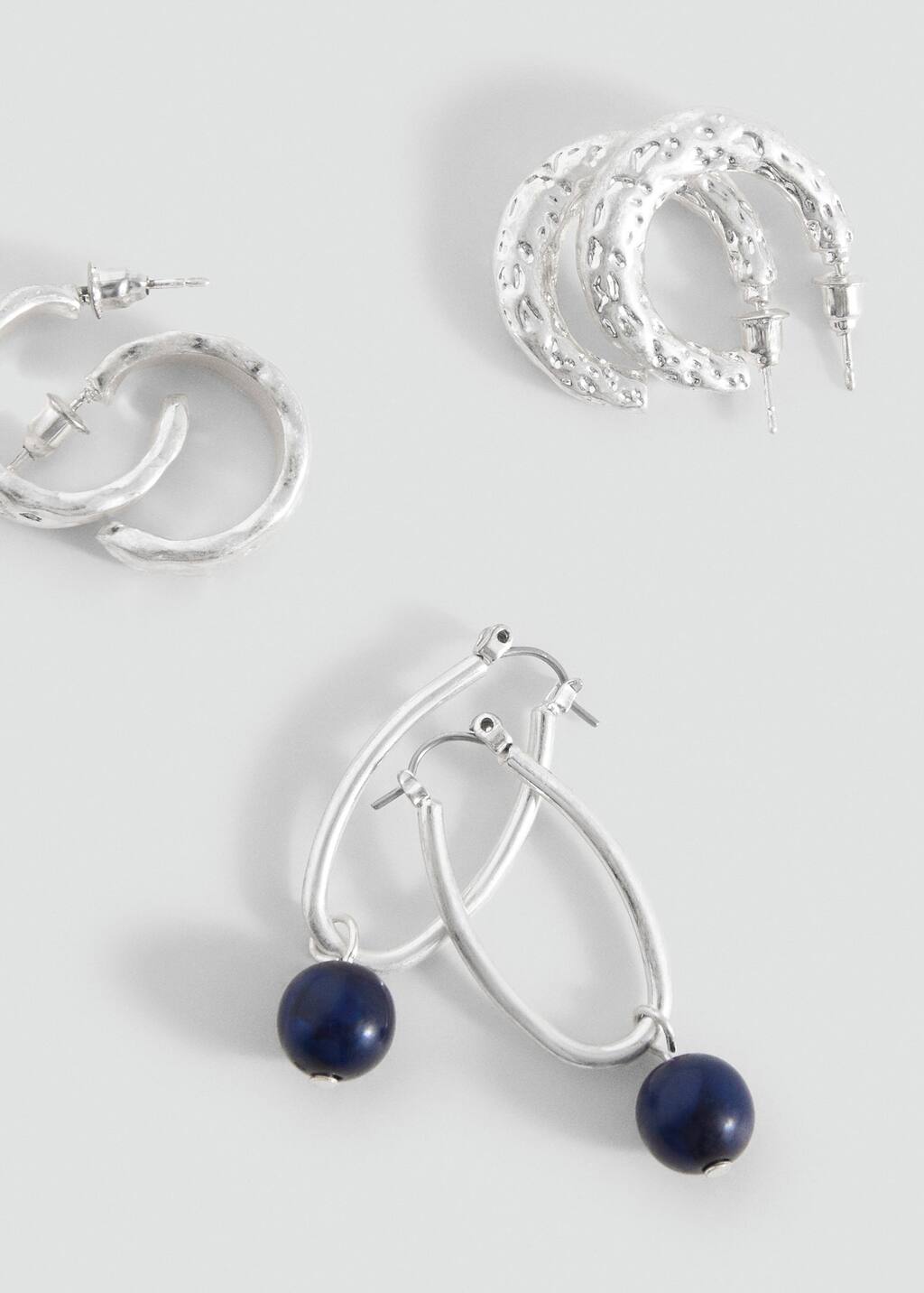 Mango Teen Pack Of 3 Combined Earrings Silver In Silver