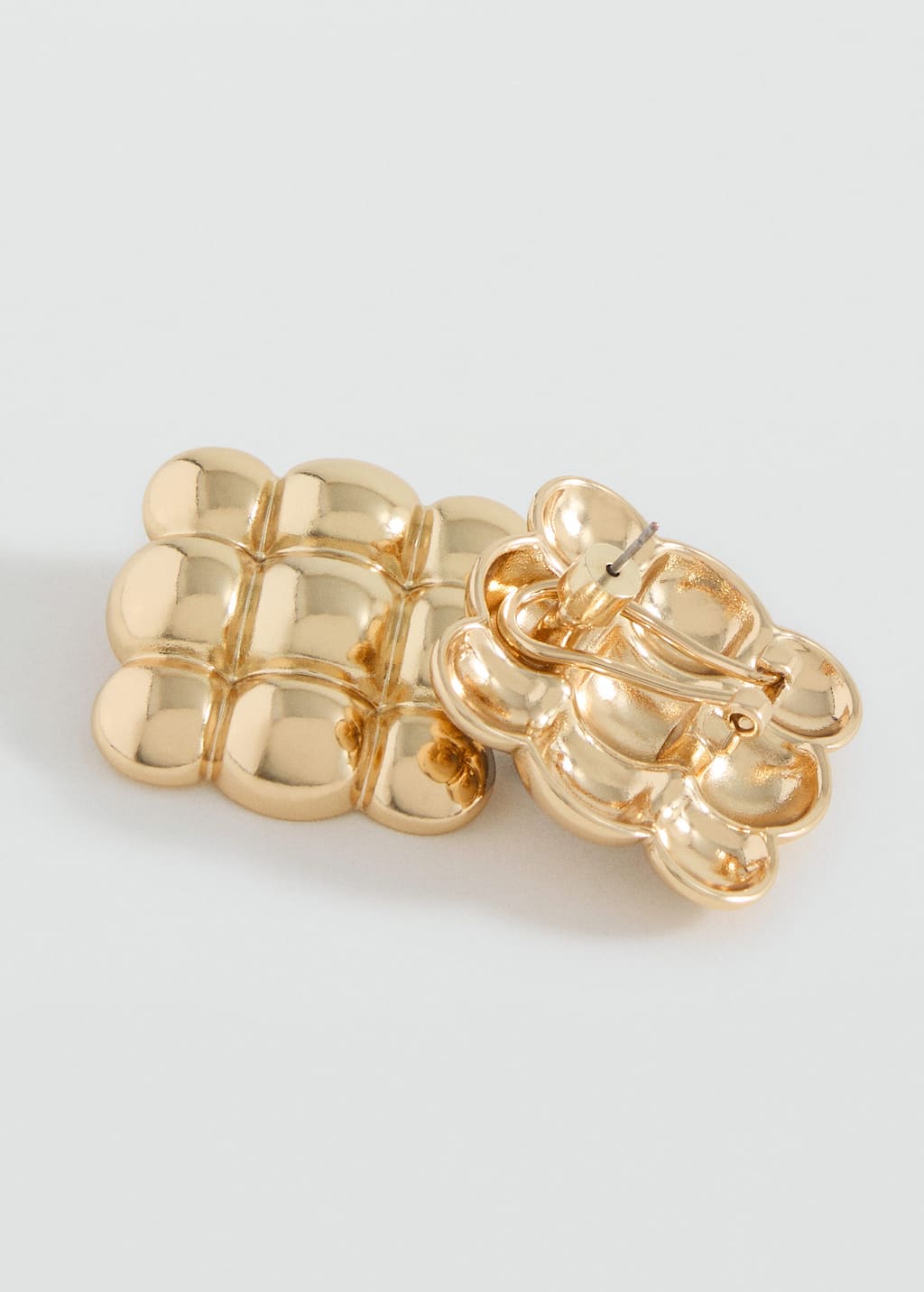 Mango Embossed Square Earrings Gold In Gold