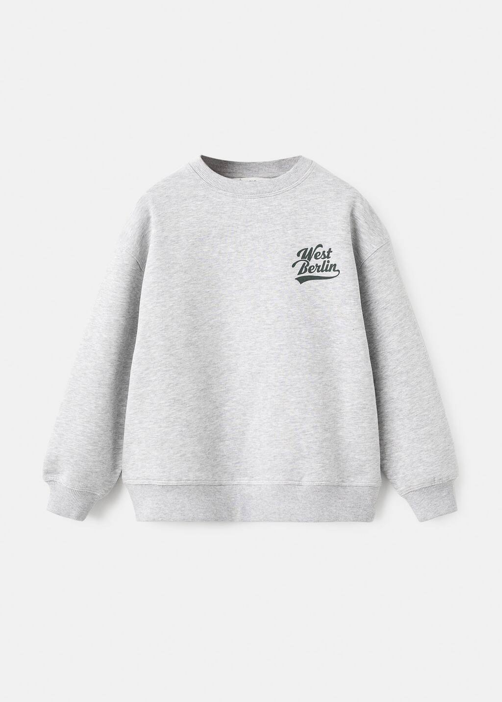 Mango Printed Cotton Sweatshirt Medium Heather Grey In Gray