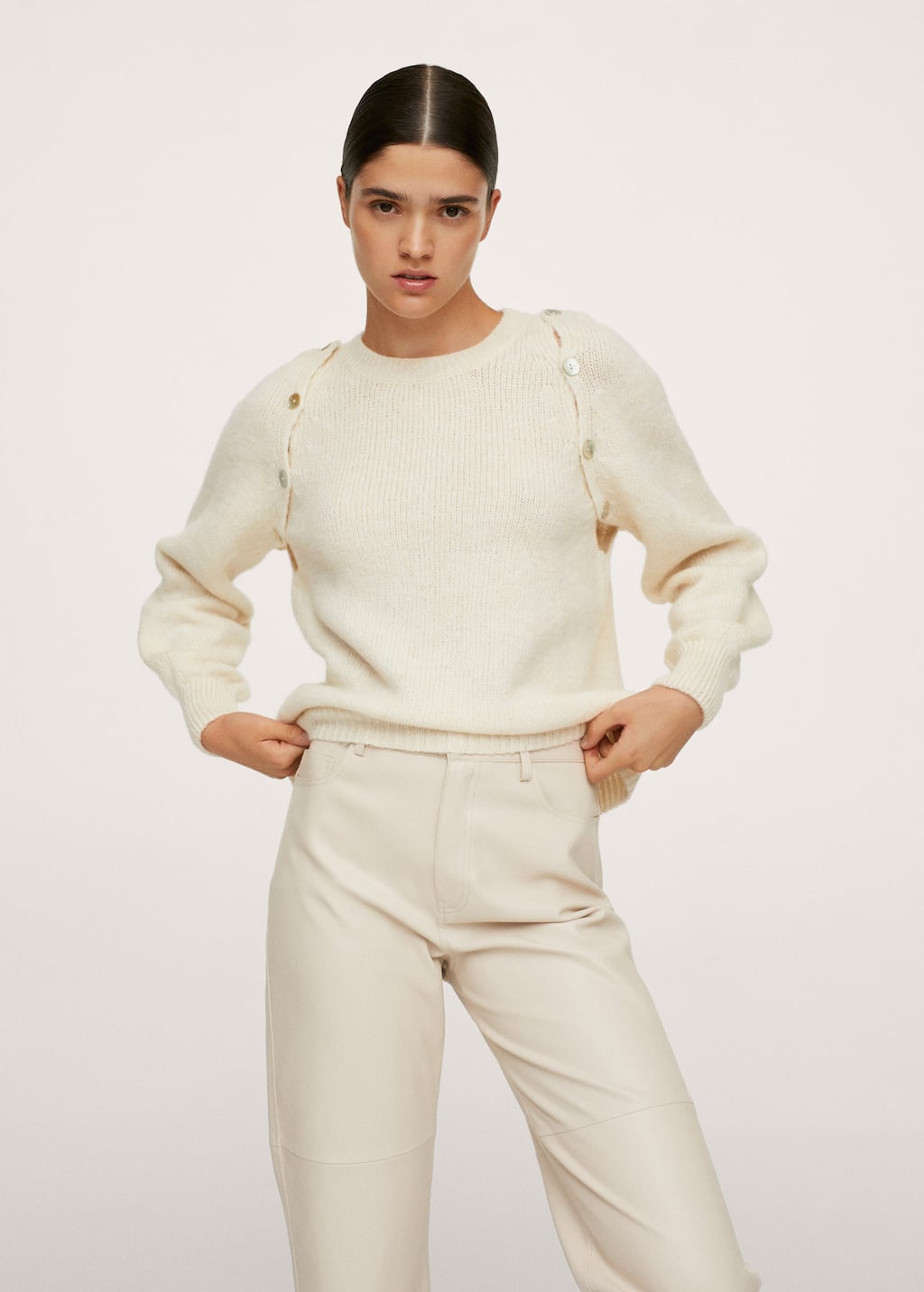 button detail sweater