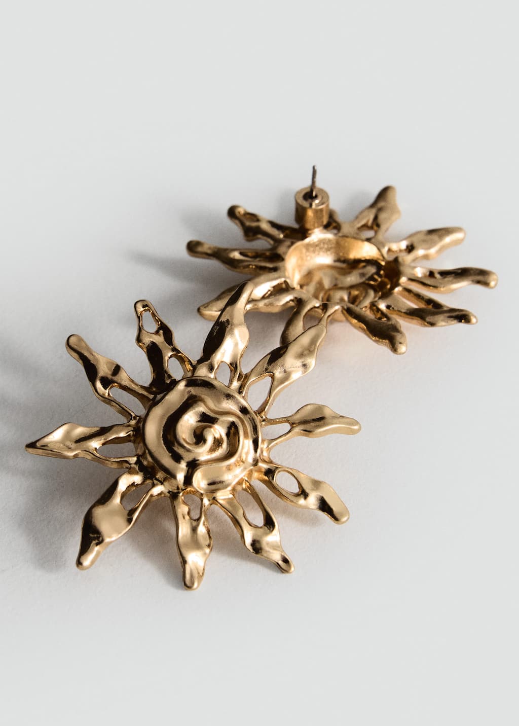 Mango Boucles D'oreilles Motif Soleil Or - Femme - Taille Unique -