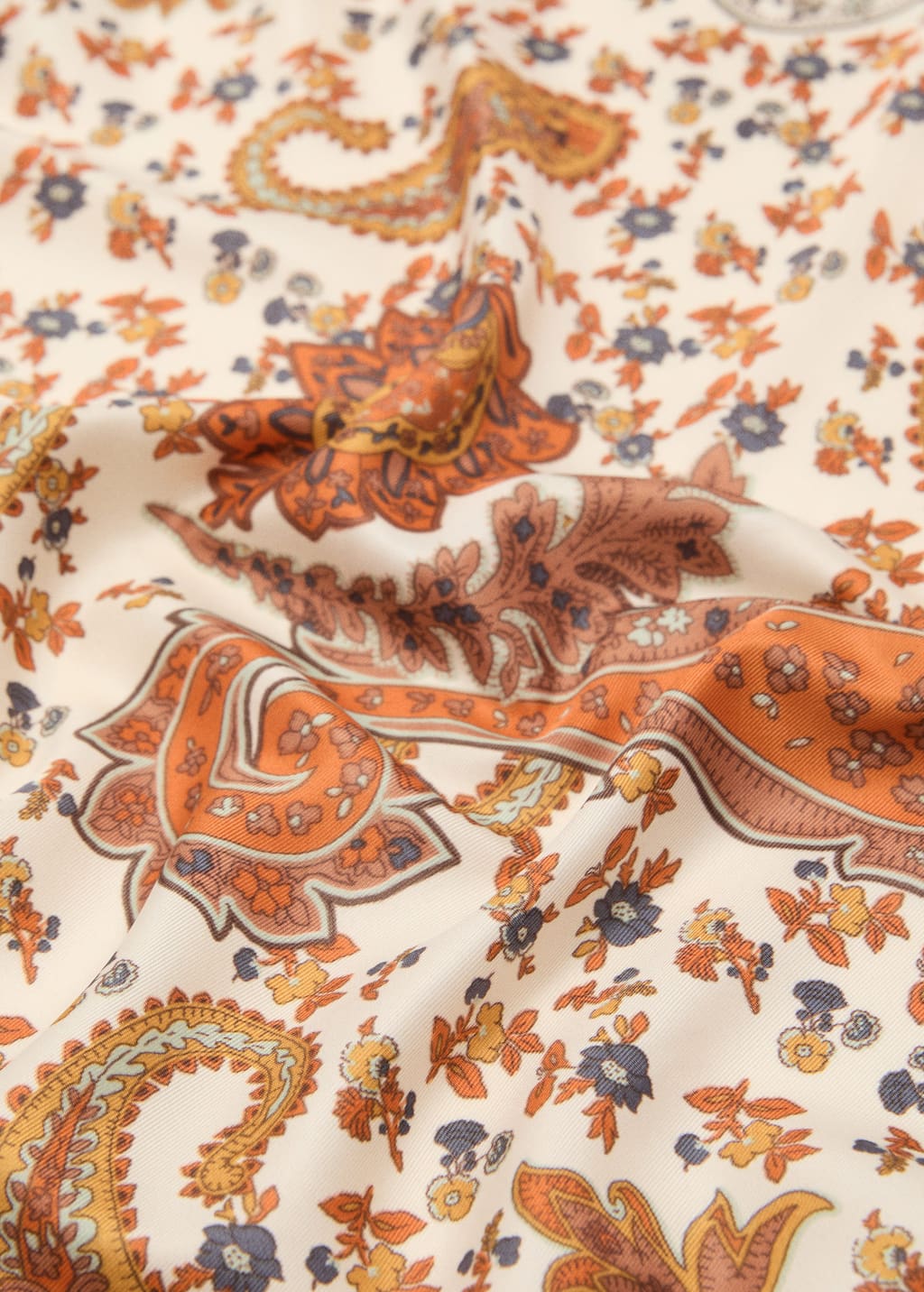 Mango Foulard Satiné Paisley Orange - Femme - Taille Unique -