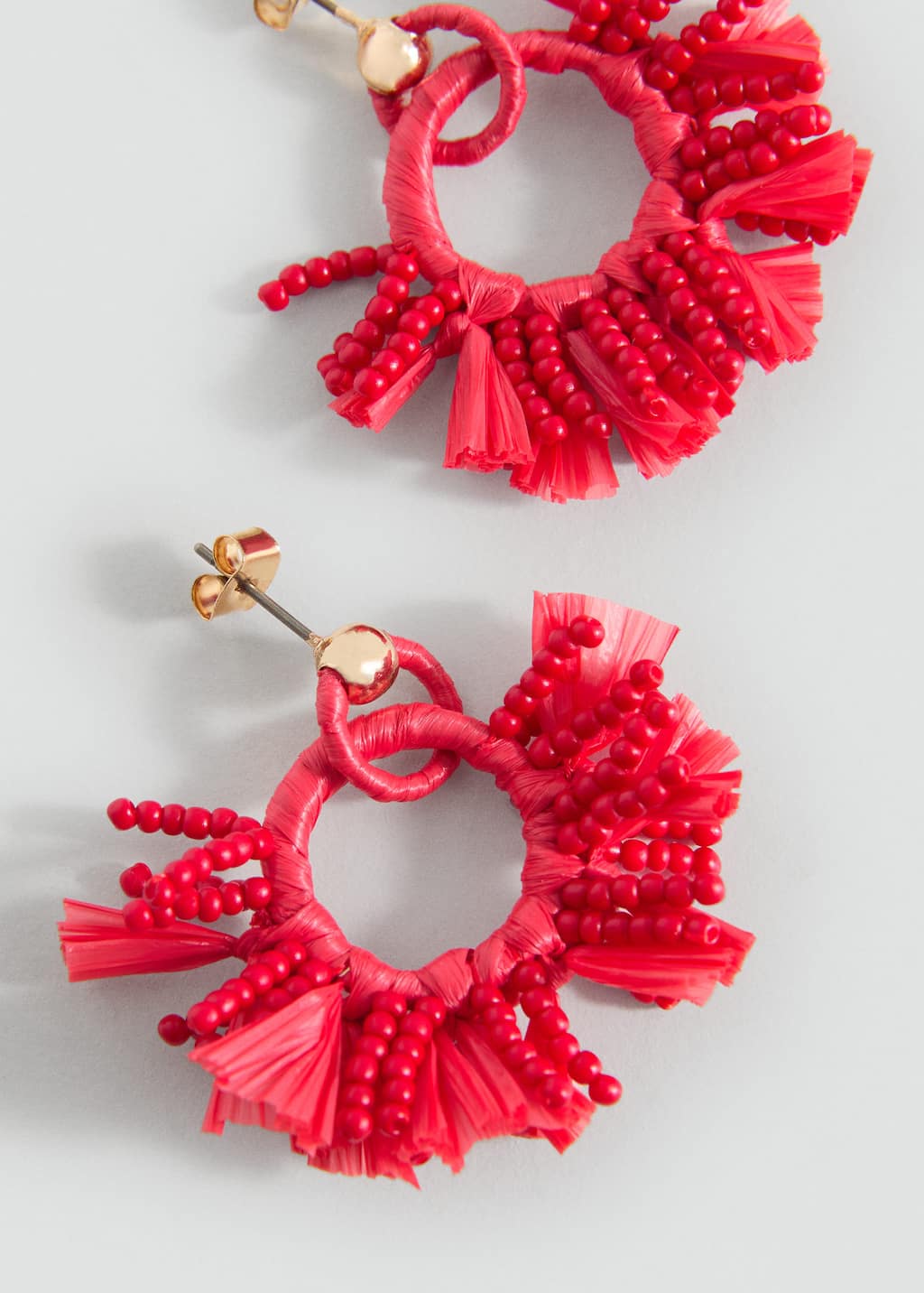 Mango Teen Bead Loop Earrings Red