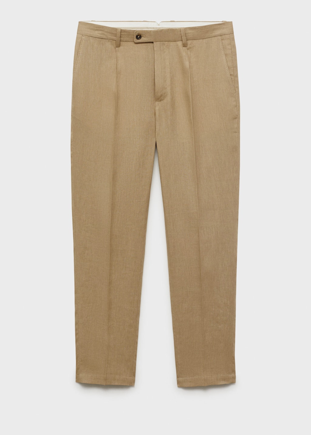 Mango Man Slim-fit 100% Linen Trousers Beige