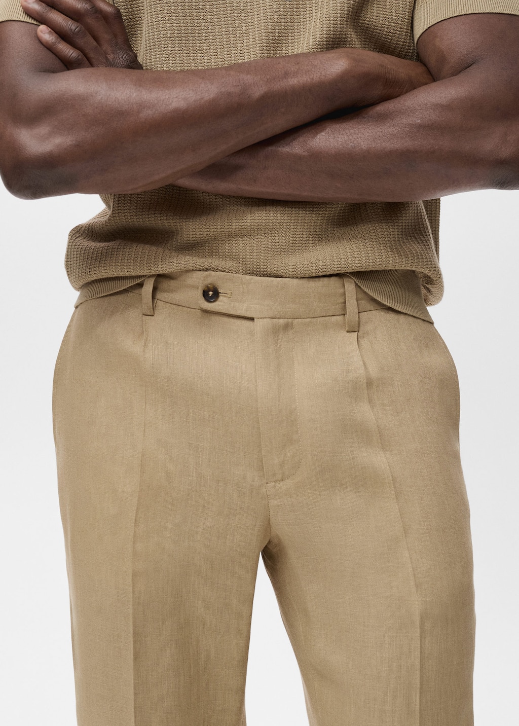 Slim-fit 100% linen pants