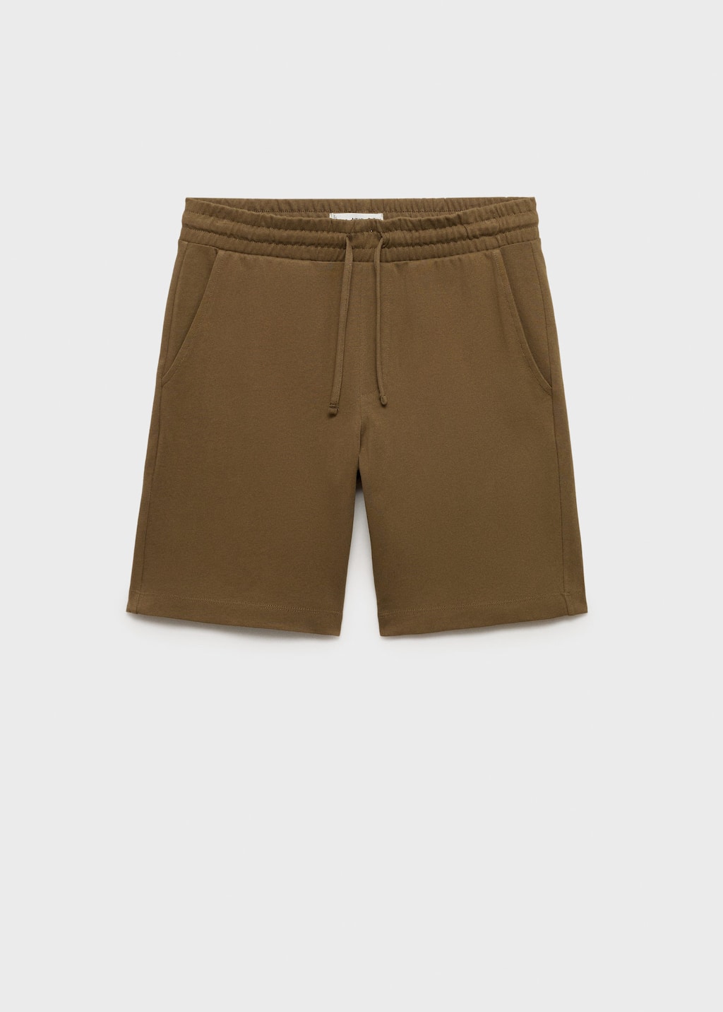 Mango Man 100% Cotton Bermuda Shorts With Drawstring Khaki