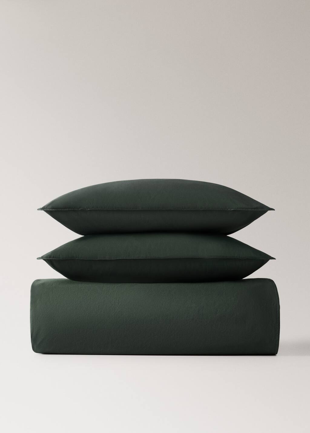 Mango Home Cotton Poplin Double-stitched Children's Duvet Cover Queen Bed Dark Green In Green