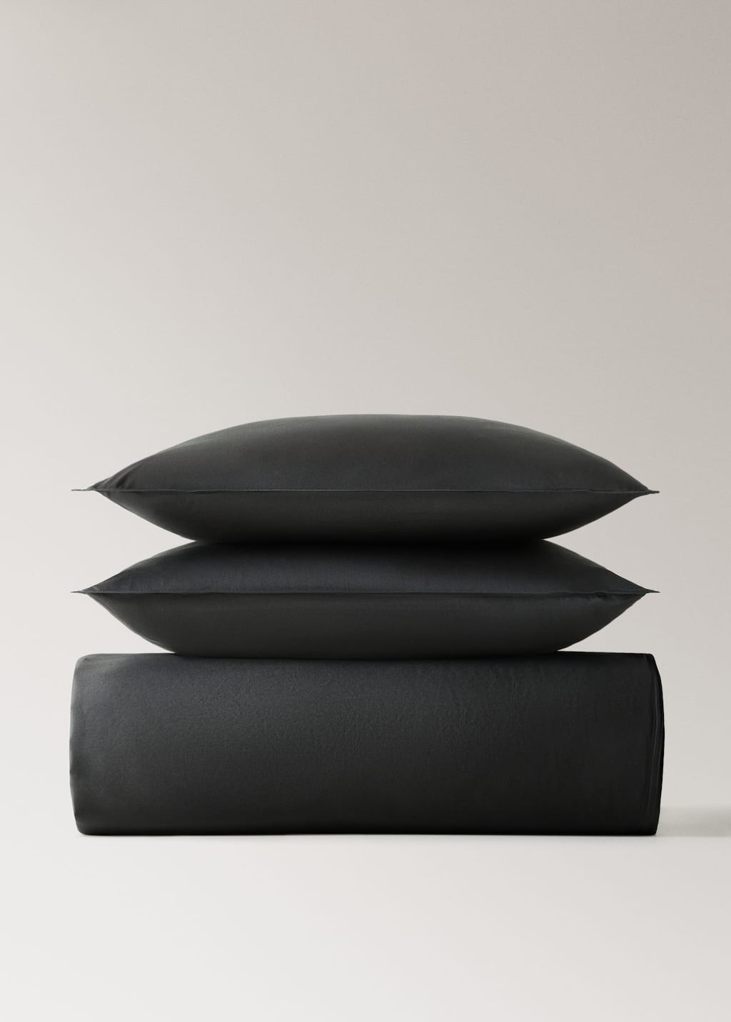 Mango Home Washed Satin Cotton Double-stitched Duvet Cover King Bed Charcoal