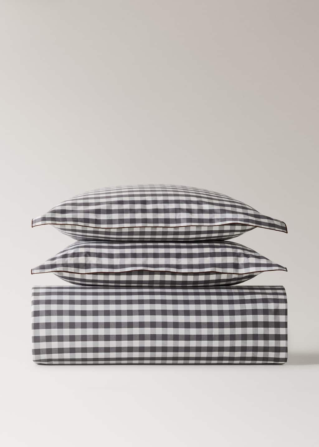 Mango Home Bedspread Cotton Percale Vichy Square Superking Bed Grey