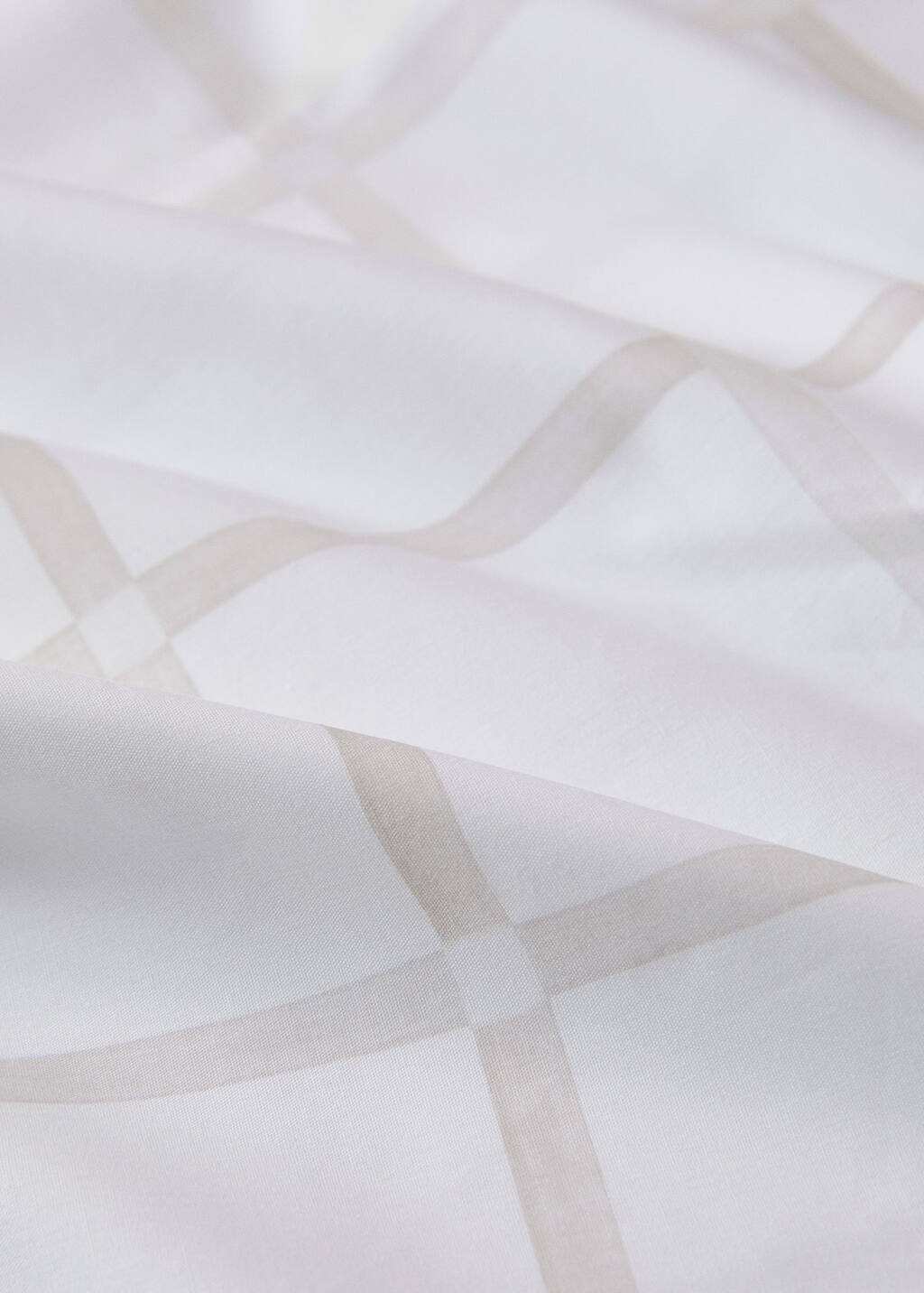 Percale cotton top sheet with a checked print for 180/200 cm bed