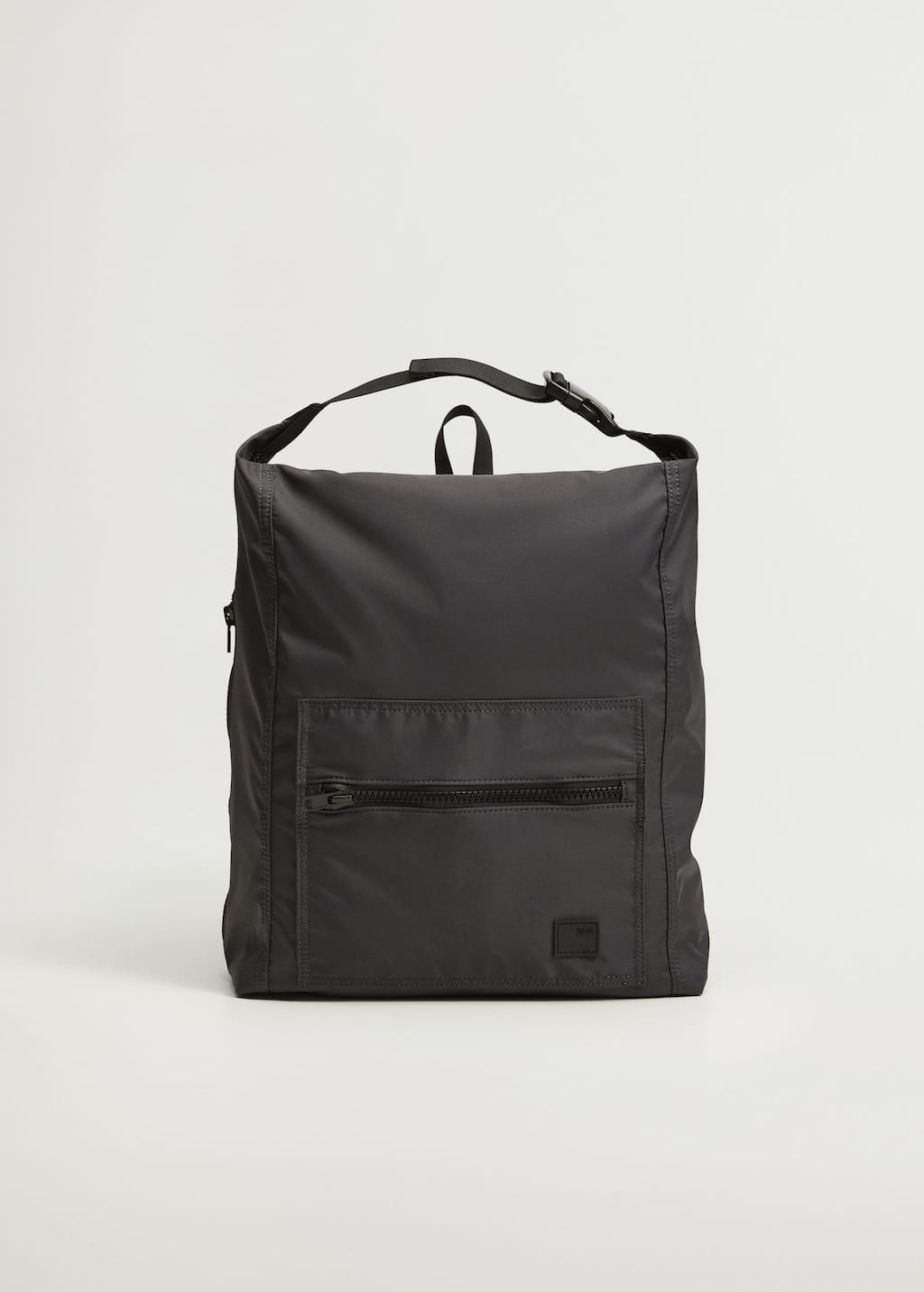 Mango Nylon backpack. a backpack that has been opened up to show the front. 