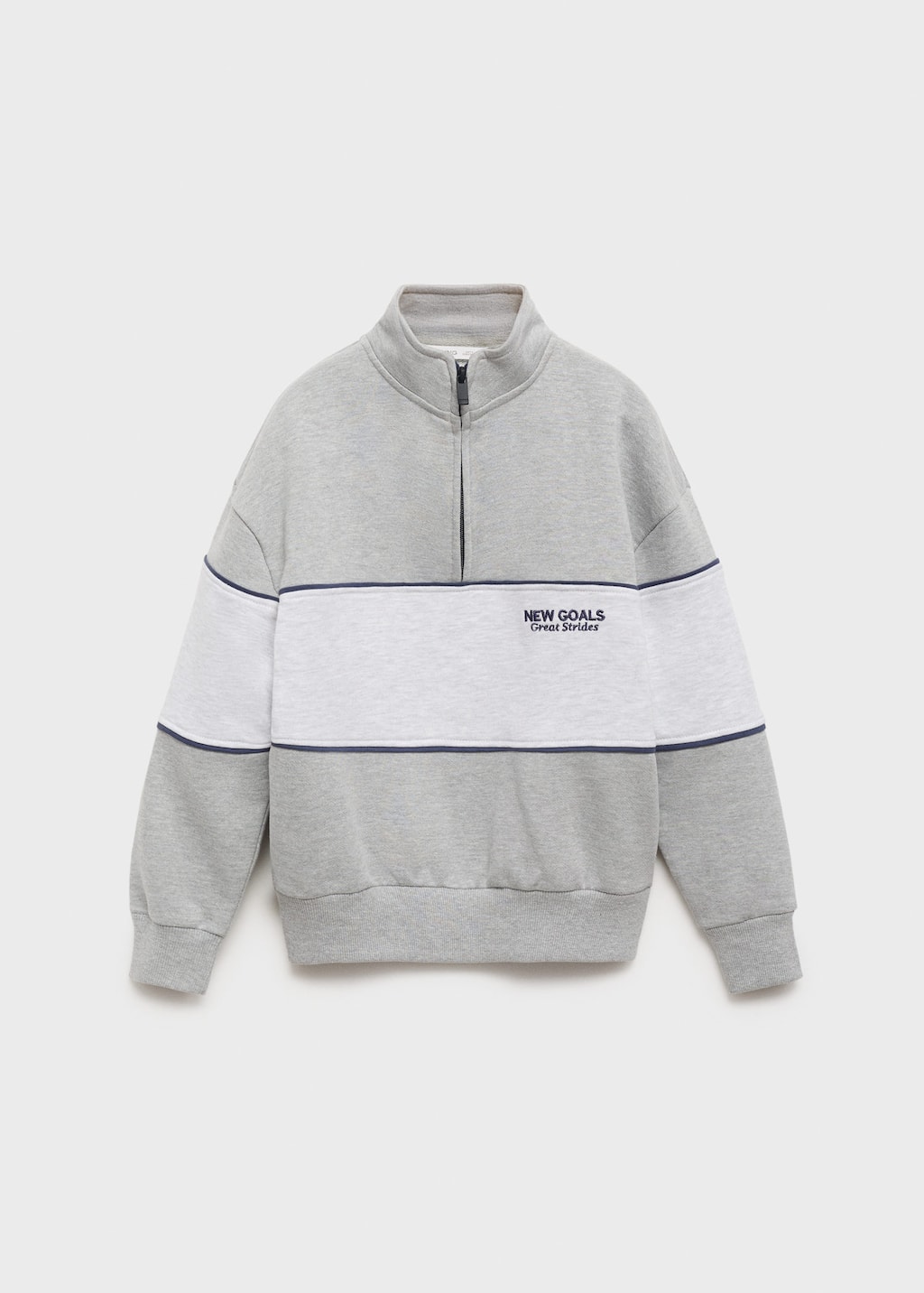 Mango Sweat-shirt Col Montant Gris Chiné Moyen - Enfants - 5-6 Ans - Kids In Gray