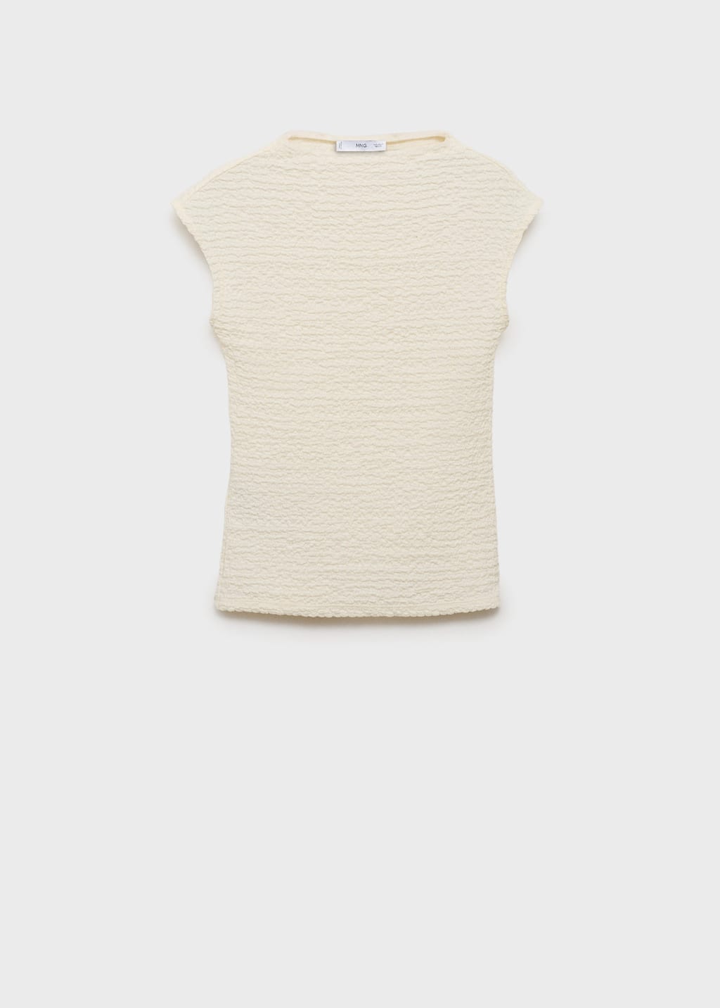 Mango Textured Cotton-blend T-shirt Ecru In Gray