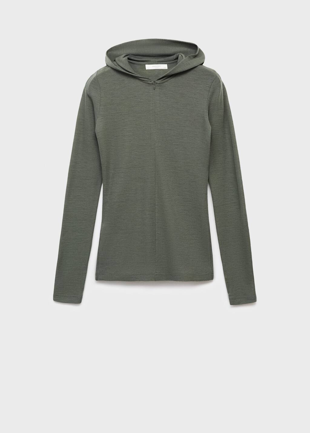 Mango T-shirt En Laine À Capuche Vert - Femme - L -  In Green
