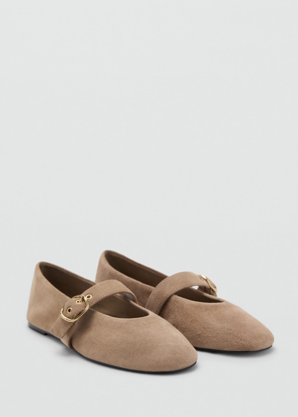 Mango Suede Leather Ballet Flats In Brown