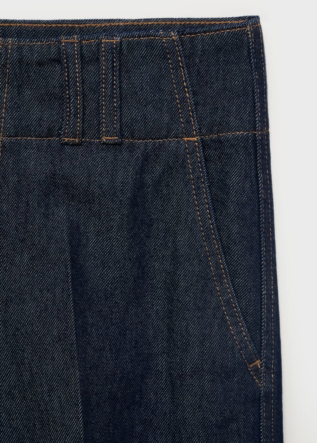 Wide-leg denim pants with belt loops