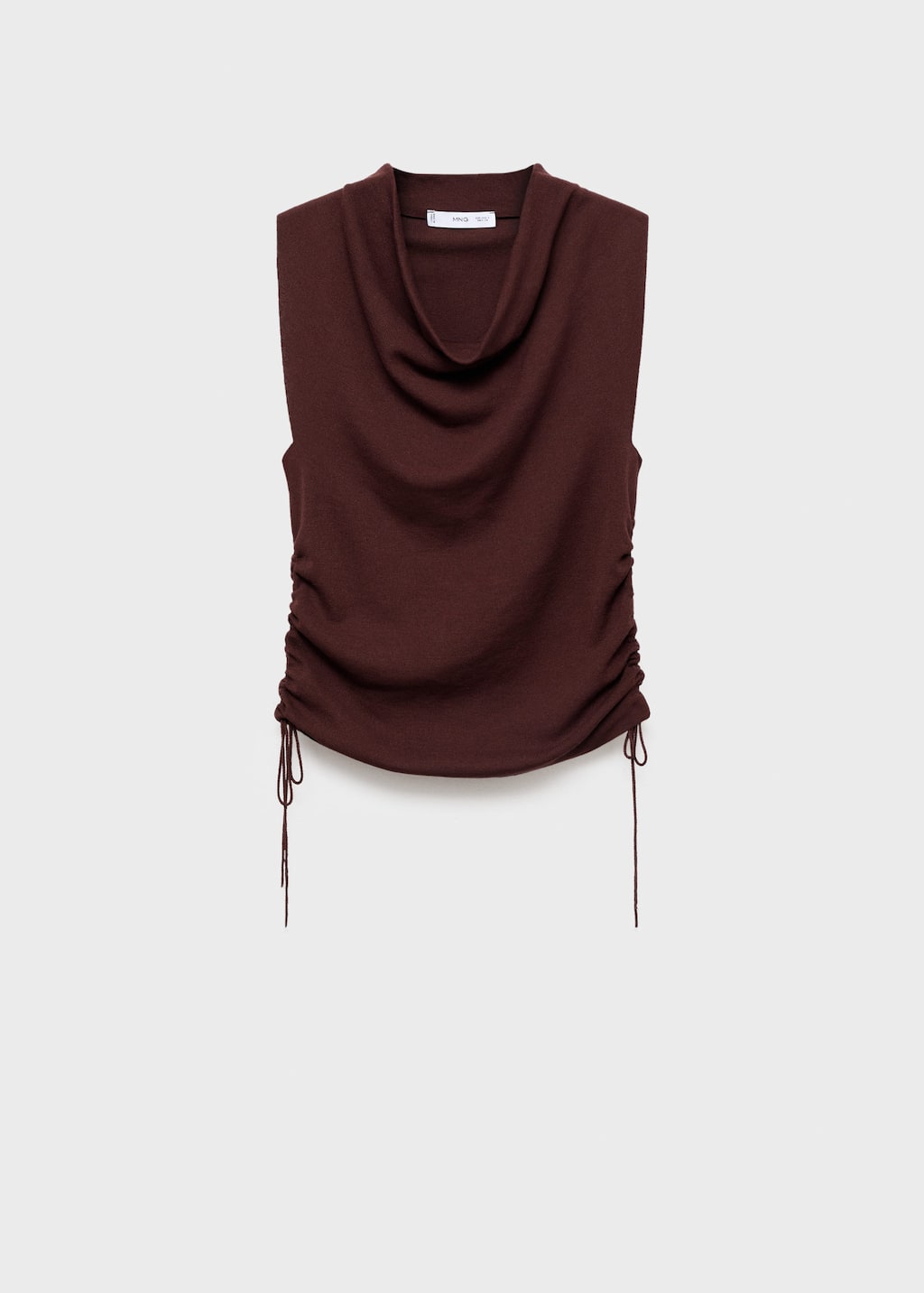Mango Ruched Knitted Top Brown In Brown