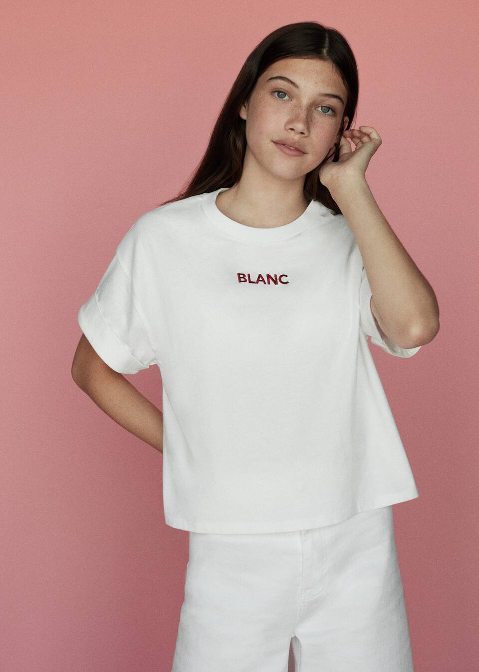 Embroidered Message T Shirt Teenage Girl Mango Teen Saudi Arabia