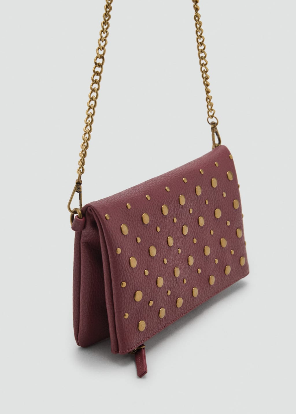 Mango Teen Studded Shoulder Bag Burgundy In Burgundy
