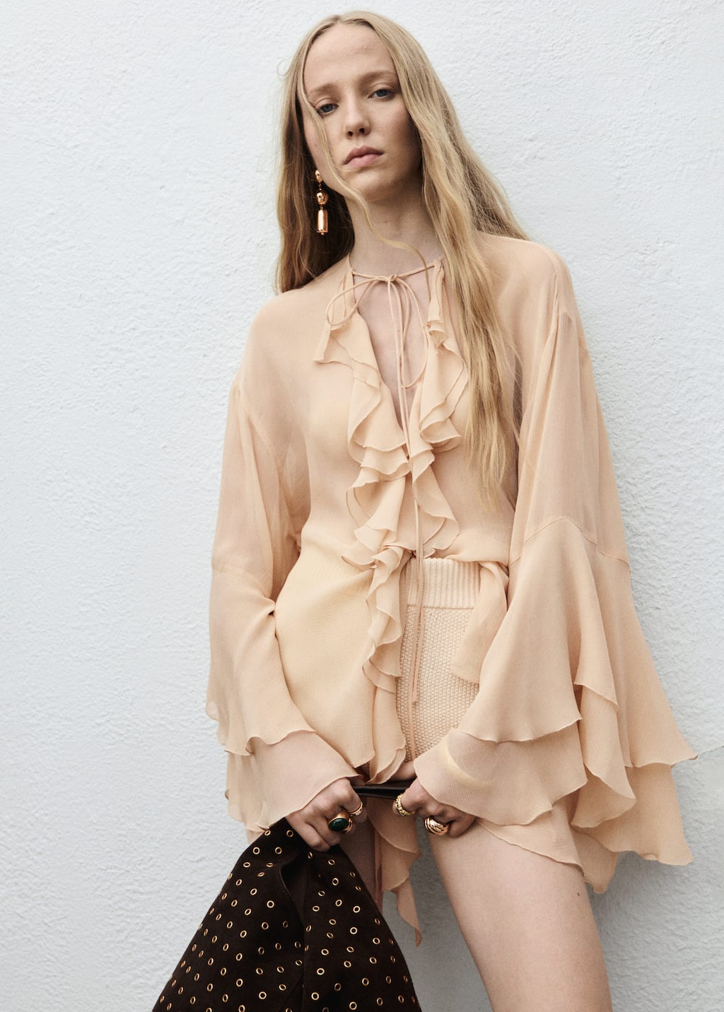 Ruffled Top with flared sleeves