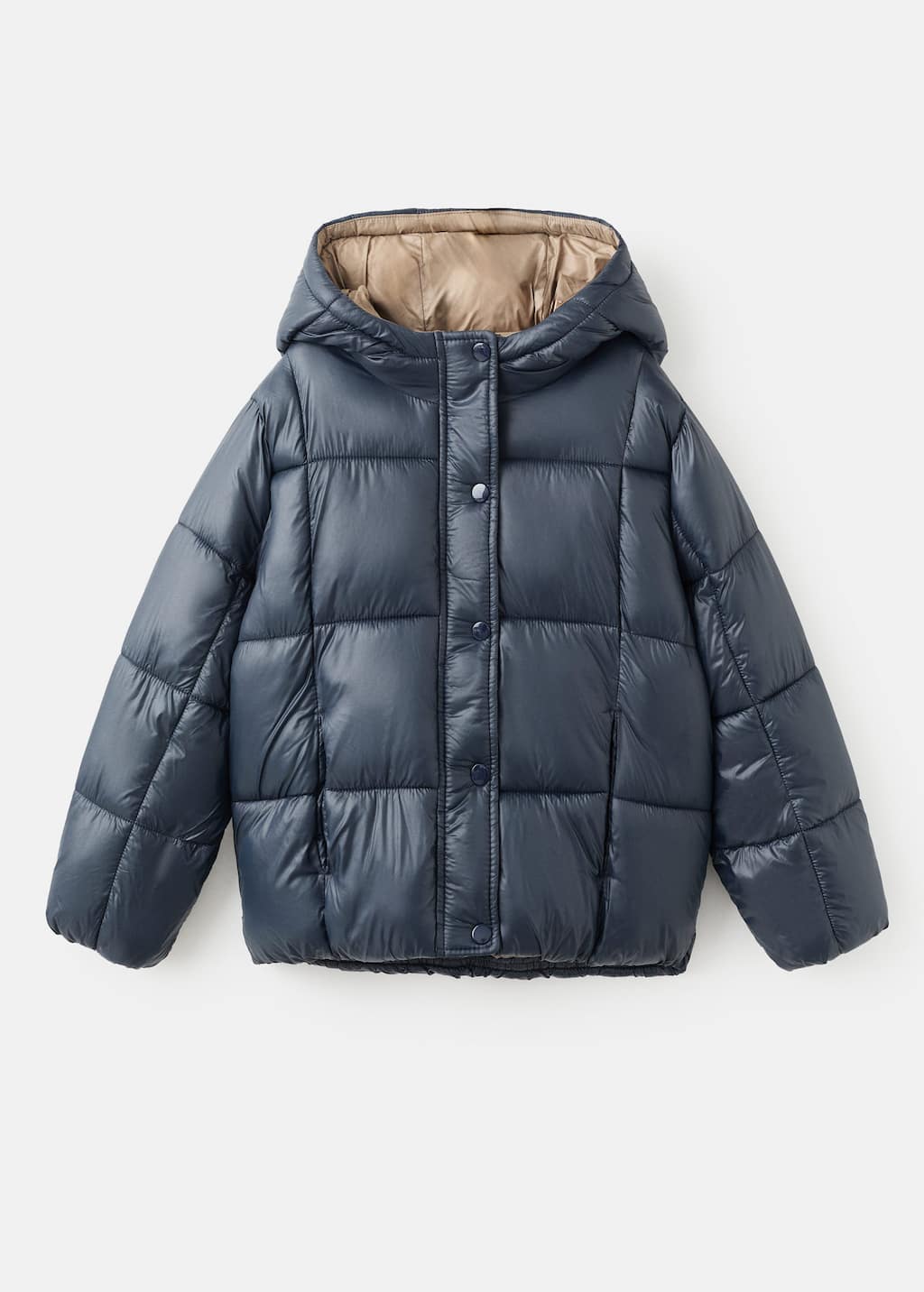 Mango Two-tone Hooded Anorak Dark Navy In Blue