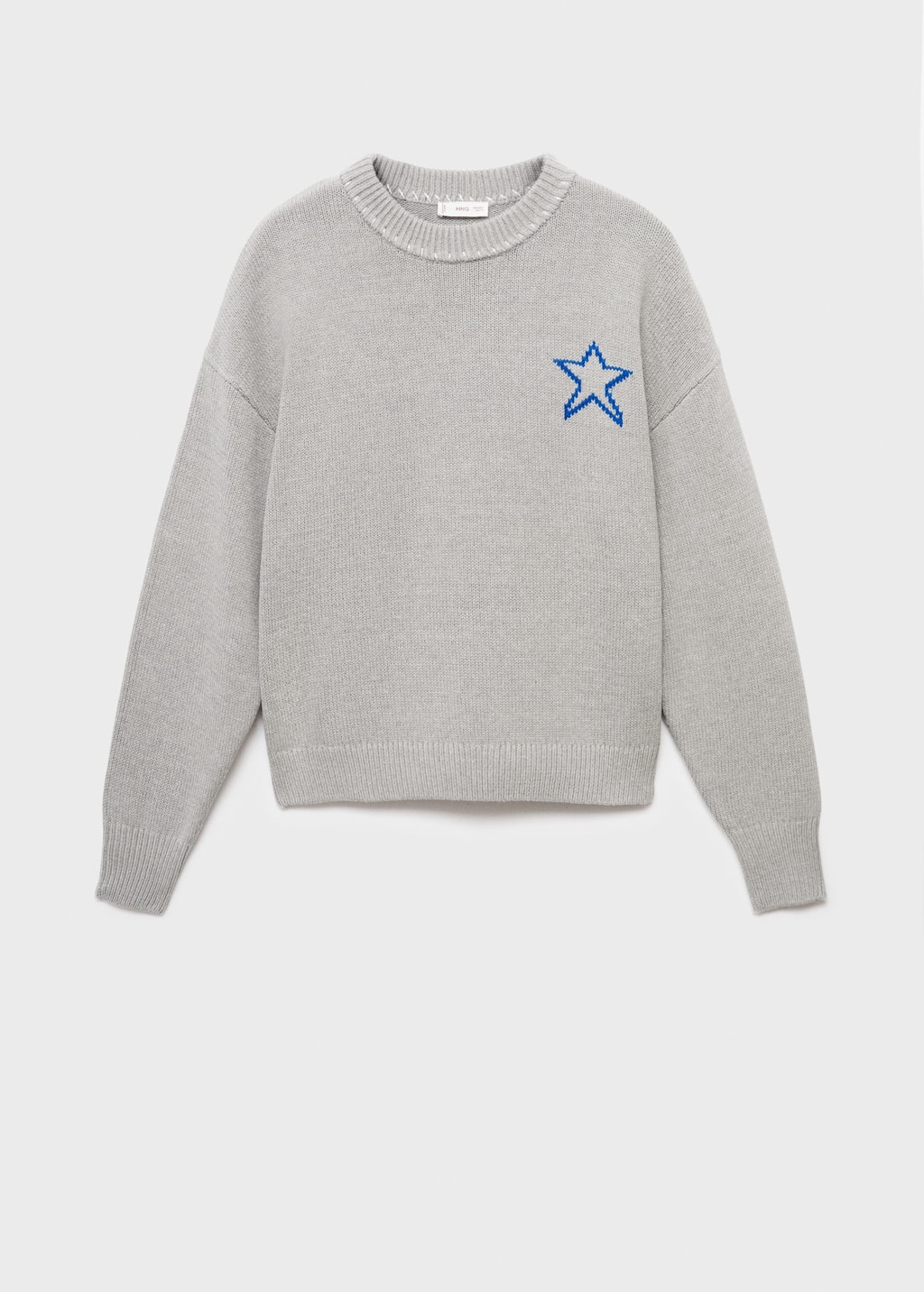 Mango Teen Star Knitted Sweater In Gray