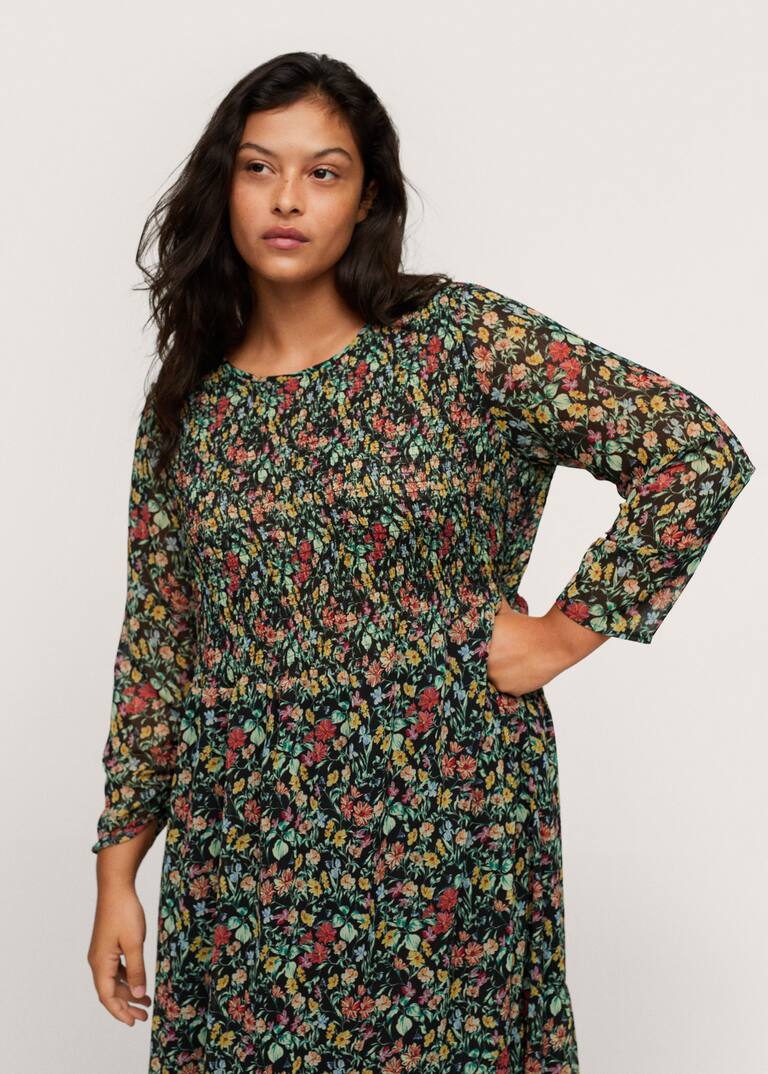 mango printed ruched dress