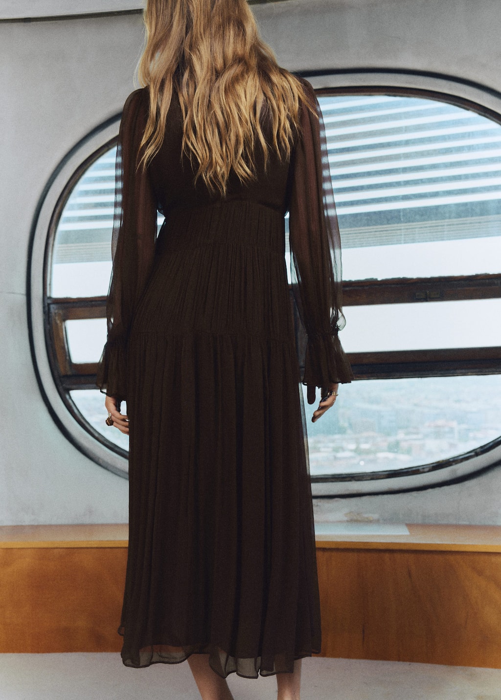 Ruched chiffon dress