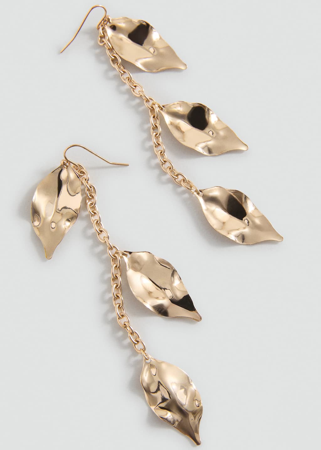 Mango Teen Leaves Pendant Earrings Gold