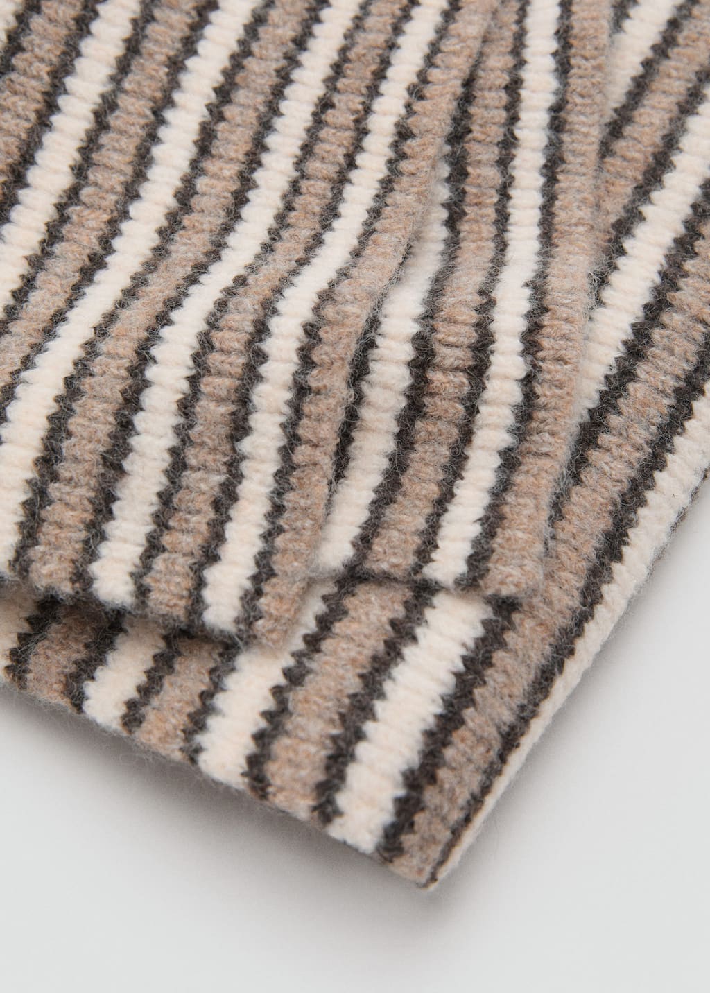 Mango Teen Striped Knit Scarf In Brown