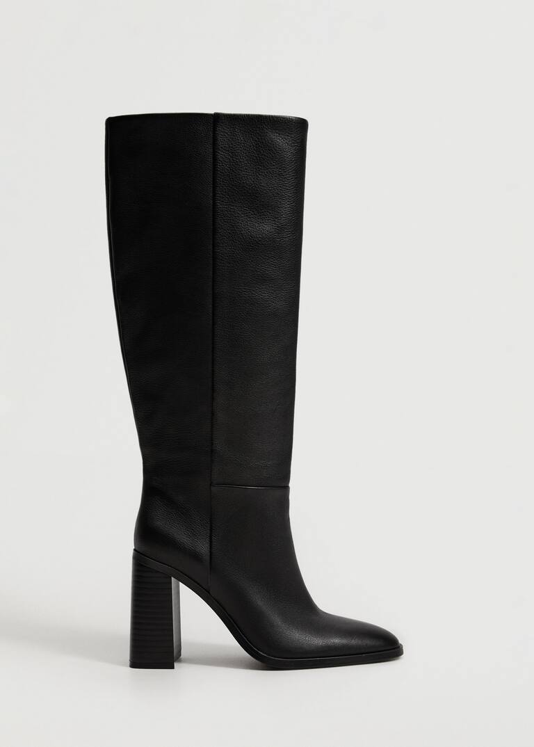 High heel leather boot Woman MANGO OUTLET Greece