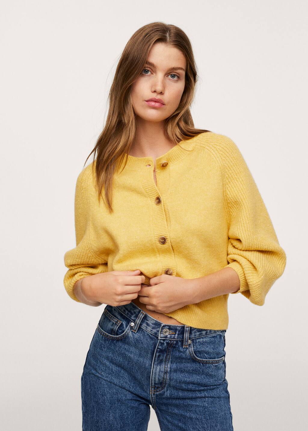 button knit cardigan mango