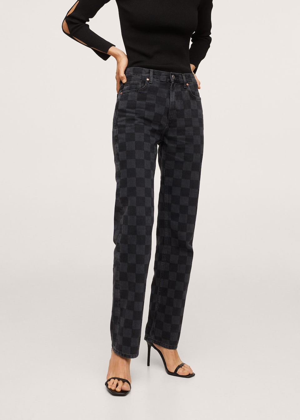 Straight checked jeans - Mango