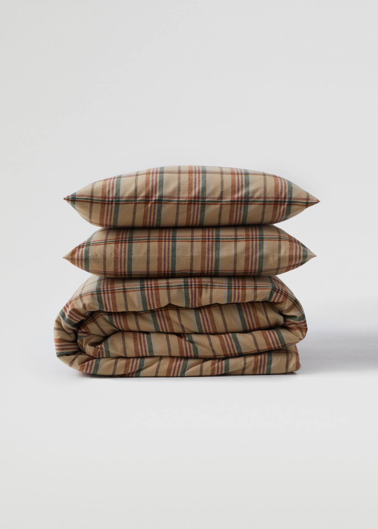 Checked flannel duvet cover 220x220cm - Article without model
