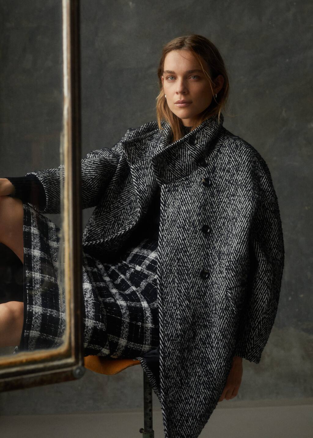 mango wool funnel neck coat