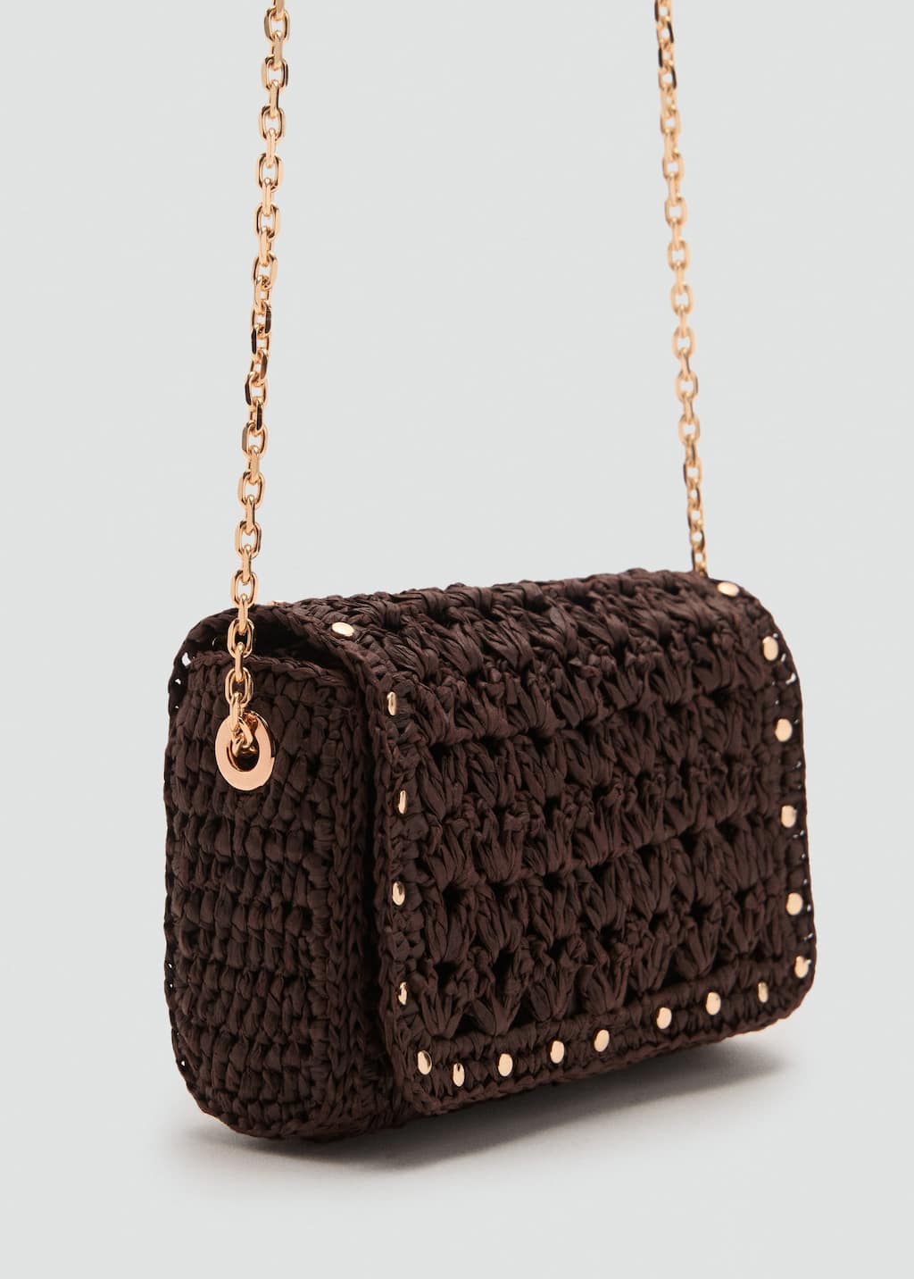 Mango Mini Natural Fiber Crossbody Bag Chocolate