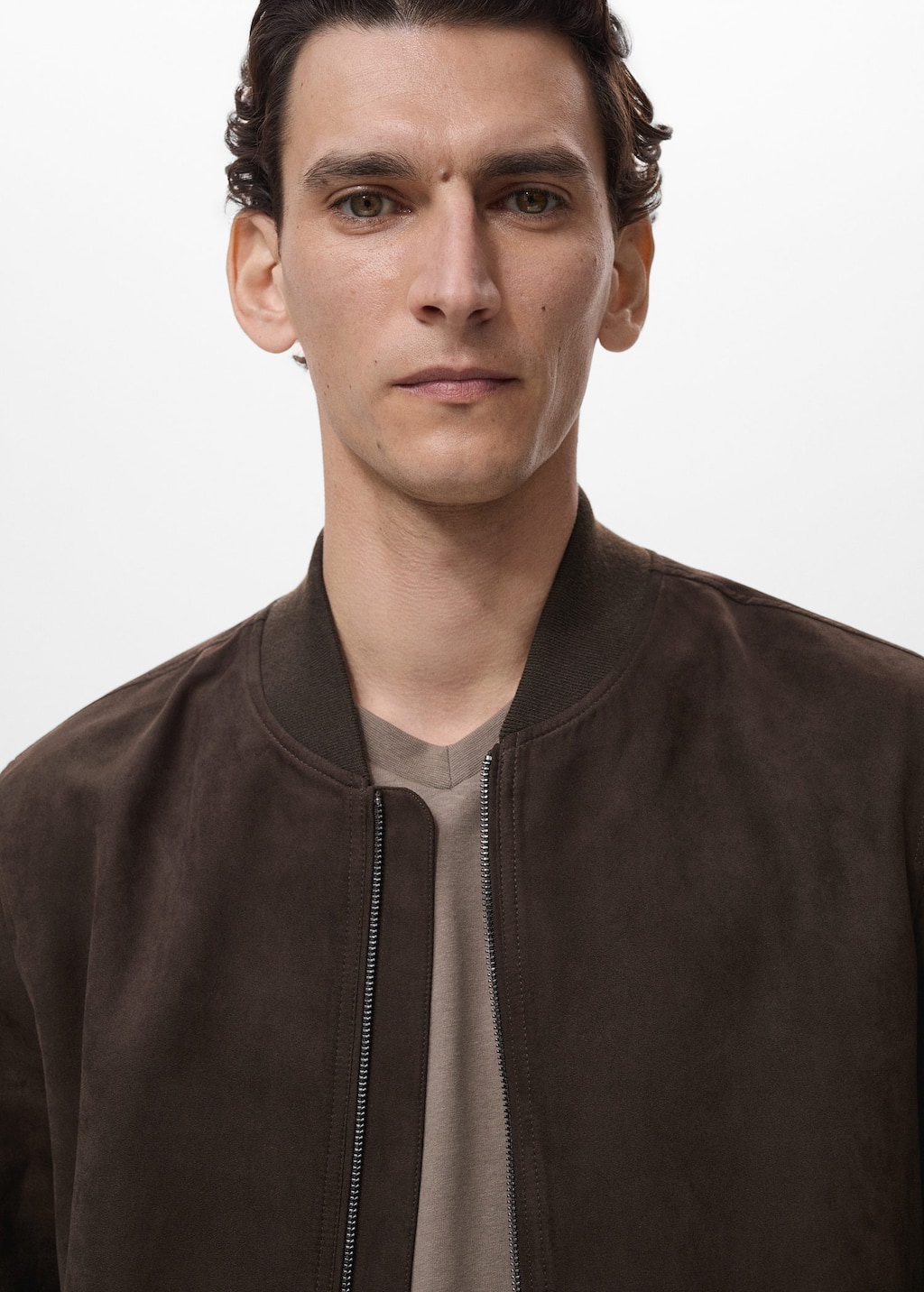 Suede-effect bomber jacket